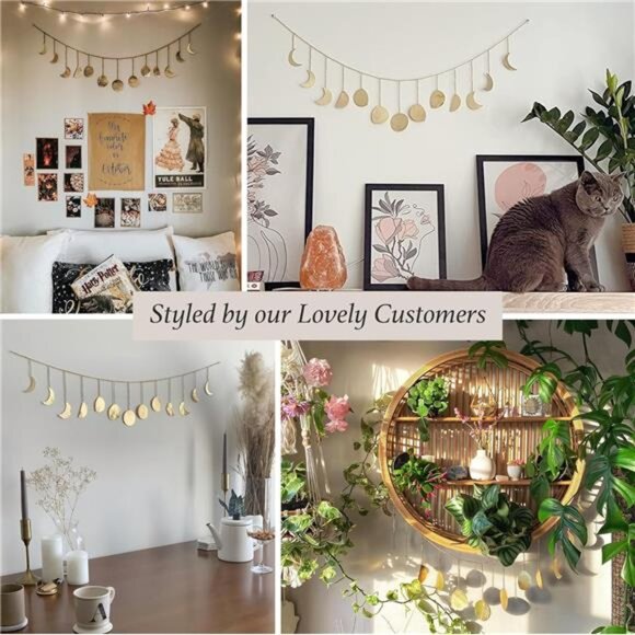 Moon Phase, Gold Wall Decor for Bedroom & Living Room, Bohemian Wall Decor - Picture 4 of 7